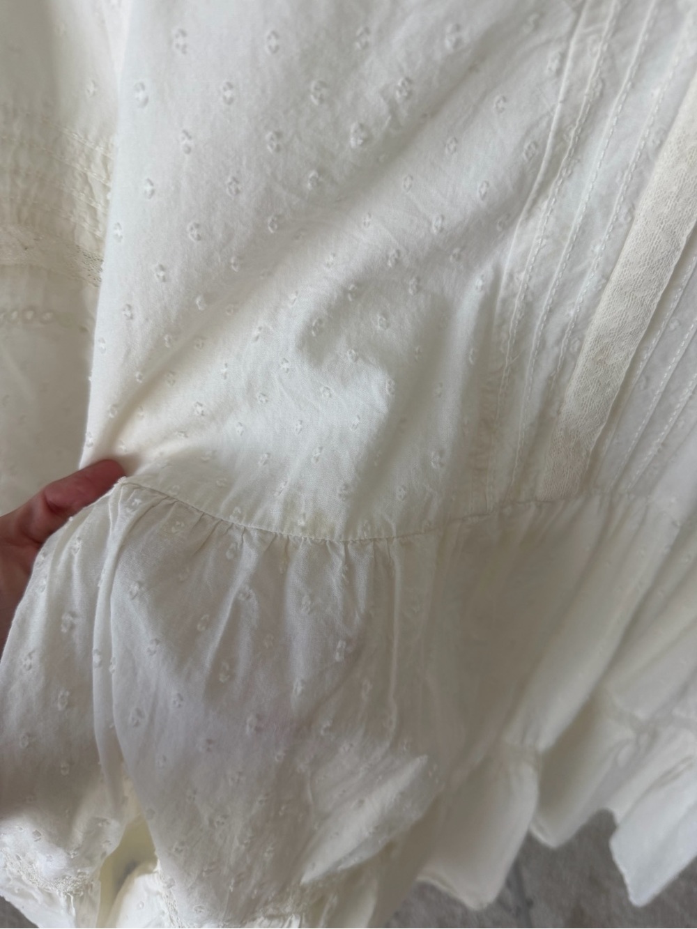 Anthropologie White Eyelet Lace Pintuck Peasant Blouse - Picture 3 of 4